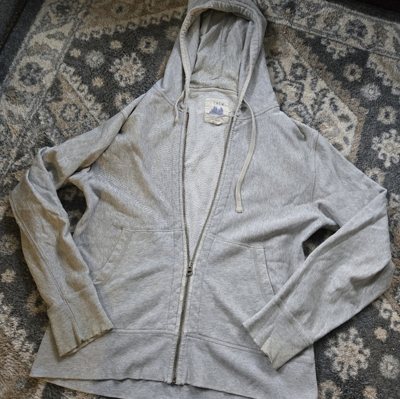 Gray Zip-Up Hoodie‎ J Crew Vintage Fleece Jacket Large - Picture 1 of 1